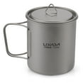 thumbnail image 1 of Tazas de titanio Copa de titanio ultraligera portátil para acampar al aire libre Tapa de agua de campo de campo , con manillable 300ml / 350ml / 450ml / 550ml / 650ml / 750ml, 1 of 7