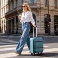 thumbnail image 3 of Ktaxon 20" Carry-on Luggage Softside Suitcases Oragnizer Bag with 360° Spinner Wheels Lightweight Travel Suitcase, Peacock Blue, 3 of 11