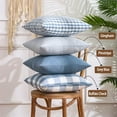 thumbnail image 2 of Blue Pillow Covers Farmhouse Plaid 20x20 Throw Pillows Set of 4, Light Blue Outdoor 20x20 Pillow Covers Set of 4, Home Decorative Pillow Neutral Decor for Porch Patio (No Pillow Inserts), 2 of 5