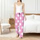 thumbnail image 4 of Balery Pink And White Polka Dot Pantalones de pijama para mujer, pijamas ultraligeros, pantalones de estar por casa-Medium, 4 of 6