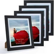 8x10 Picture Frame Set of 4, Black Photo Frames for Wall Mount and Tabletop Display