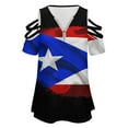 thumbnail image 4 of PUERTO RICAN FLAG by Solomaskx Womens Summer V Neck Zipper Top Short Sleeve T Shirt Off Shoulder Top Casual Classy Loose Shirts, 4 of 7