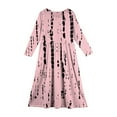 thumbnail image 4 of Abcomgle Girls Maxi Dresses 7-16 A-Line Long Sleeve Girls Long Dresses Striped Crew Neck Sundresses Swing Basic Dresses with Pockets,Pink, 4 of 5