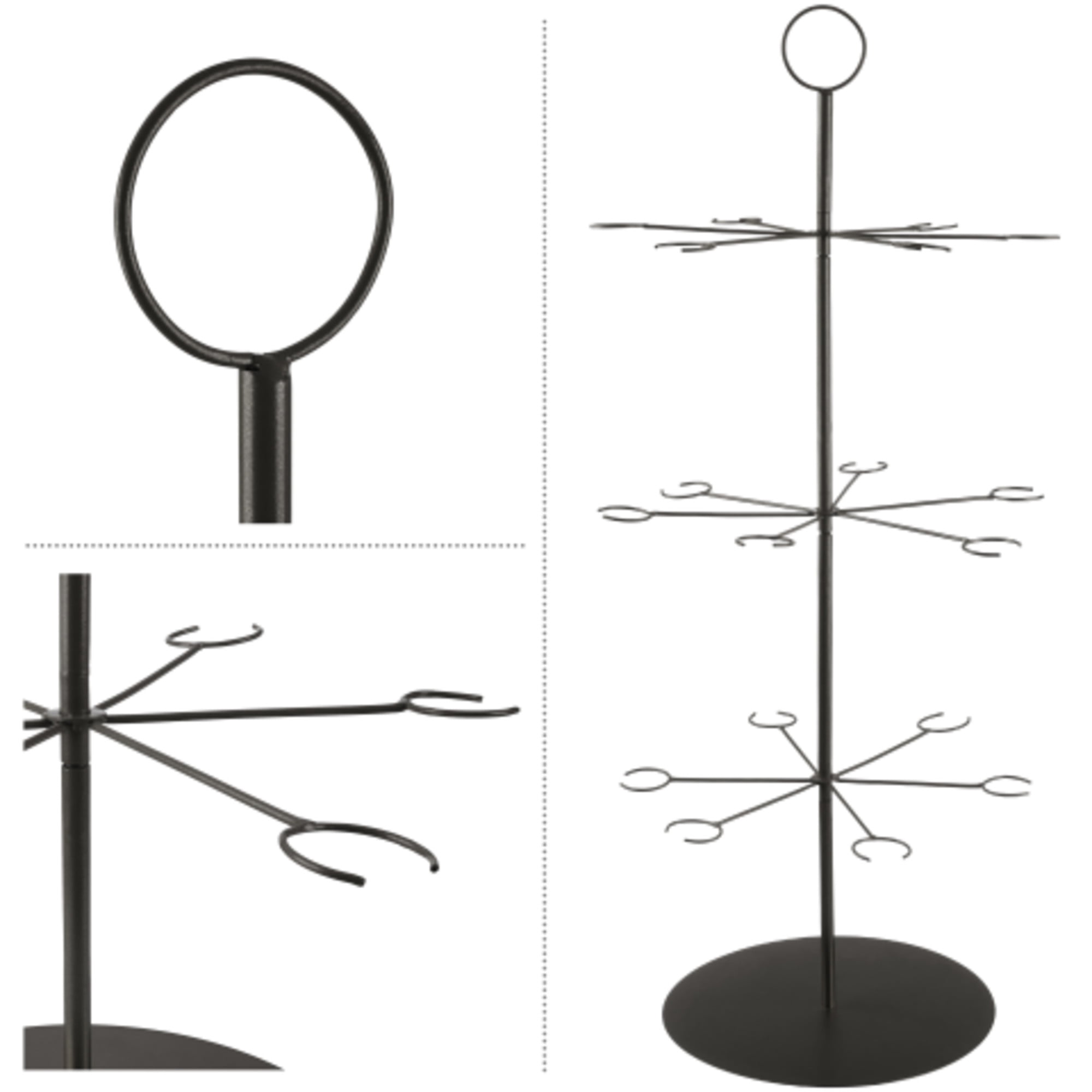 Lavish Home 3-Tier Cocktail Tree Stand - Champagne Tower Holds 18 Stemware Glasses (Black)