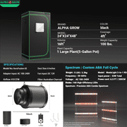 ALPHAGROW Grow Tent Kit, 24 x 24 x 48 in, with 33 W LED Light and 6 in Integrated Inline Fan
