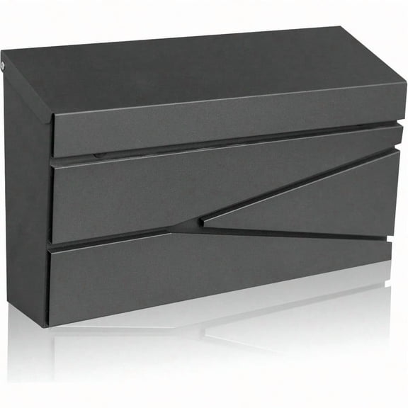 Wall Mount Mailbox Large Capacity Mailbox For House Galvanized Steel RustProof Metal Post Box Drop Mailboxes For Outside 15.74*9.84*4.33 Black Modern Sleek Style