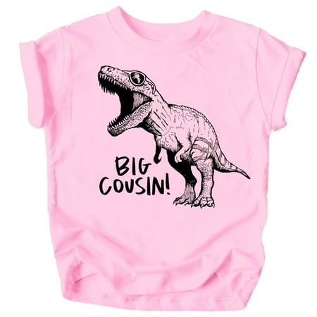

Big Cousin Dinosaur T-Shirts for Girls and Boys Fun Family Outfits Black on Pink Shirt 12 Months