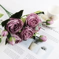 thumbnail image 3 of Lloopyting Fake Plants Korean Style Bunch of Cloth Roses Artificial Fowers Fake Flowers Home Decor Wedding Gifts Room Decor Gifts for Women Purple 30*6cm, 3 of 3
