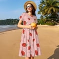 thumbnail image 4 of Naloa Strawberry Print Womens Summer A-Line Dress with Pockets,Short Sleeve Dresses,Flowy Beach Swing Dress for Vacation Travel, 4 of 6
