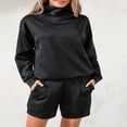 thumbnail image 4 of Survêtements 2 Pcs pour Femmes avec Sweat à Col Roulé Ample et Shorts, 4 of 9