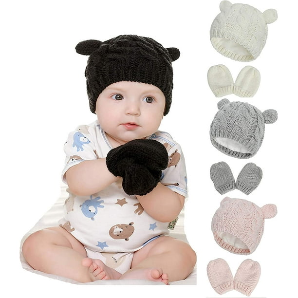 Nouveau Né Bébé Chapeau Bébés Bonnet et Moufles de Protection