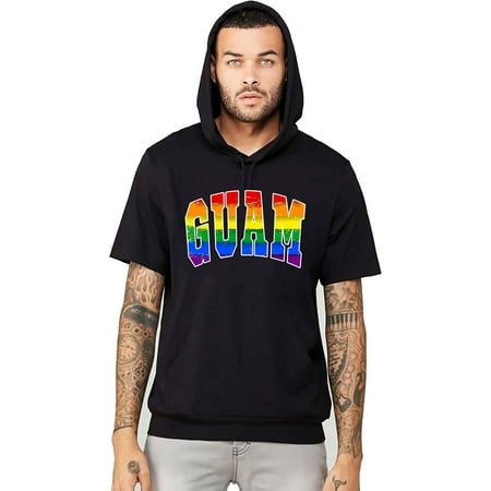 Men's Rainbow Guam KT T50 C7 Black Short Sleeve Hoodie T-Shirt Large