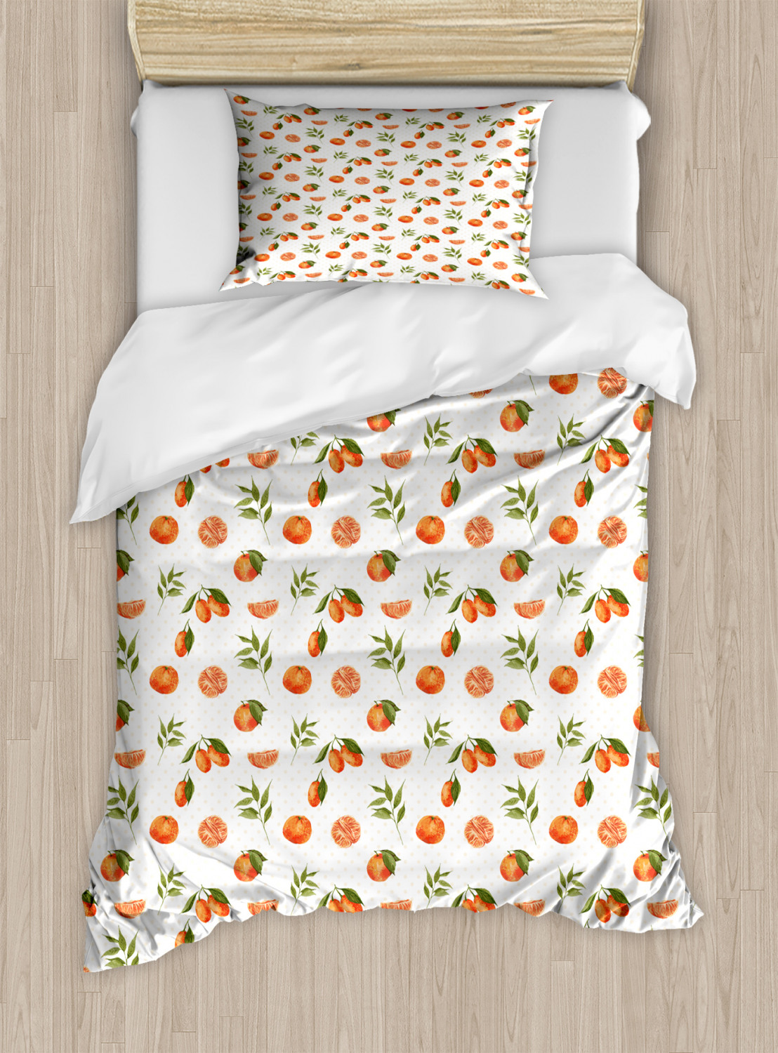 Burnt Orange Twin Size Duvet Cover Set, Watercolor Orange and Tangerine