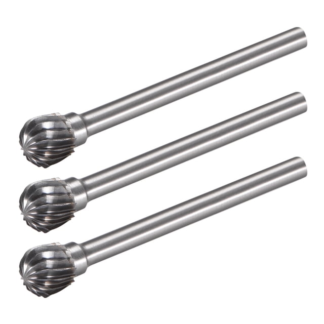 Fresas de carburo de un solo corte, fresas rotativas en forma de bola con vástago de 1/8" y cabeza de 1/4" para muelas de die, 3 piezas