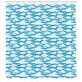 thumbnail image 3 of Blue and White Shower Curtain, Swirling Artistic Fluffy Cloud Shapes with Japanese Influences, Fabric Bathroom Set with Hooks, 69W X 84L Inches Extra Long, Blue Baby Blue and White, by Ambesonne, 3 of 3