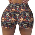 thumbnail image 2 of Fotbe Skulls and Flowers Shorts Sin Costuras – Shorts Deportivos de Cintura Alta para Mujer, Elásticos para Gimnasio, Yoga, Running o Ciclismo-XX-Large, 2 of 8