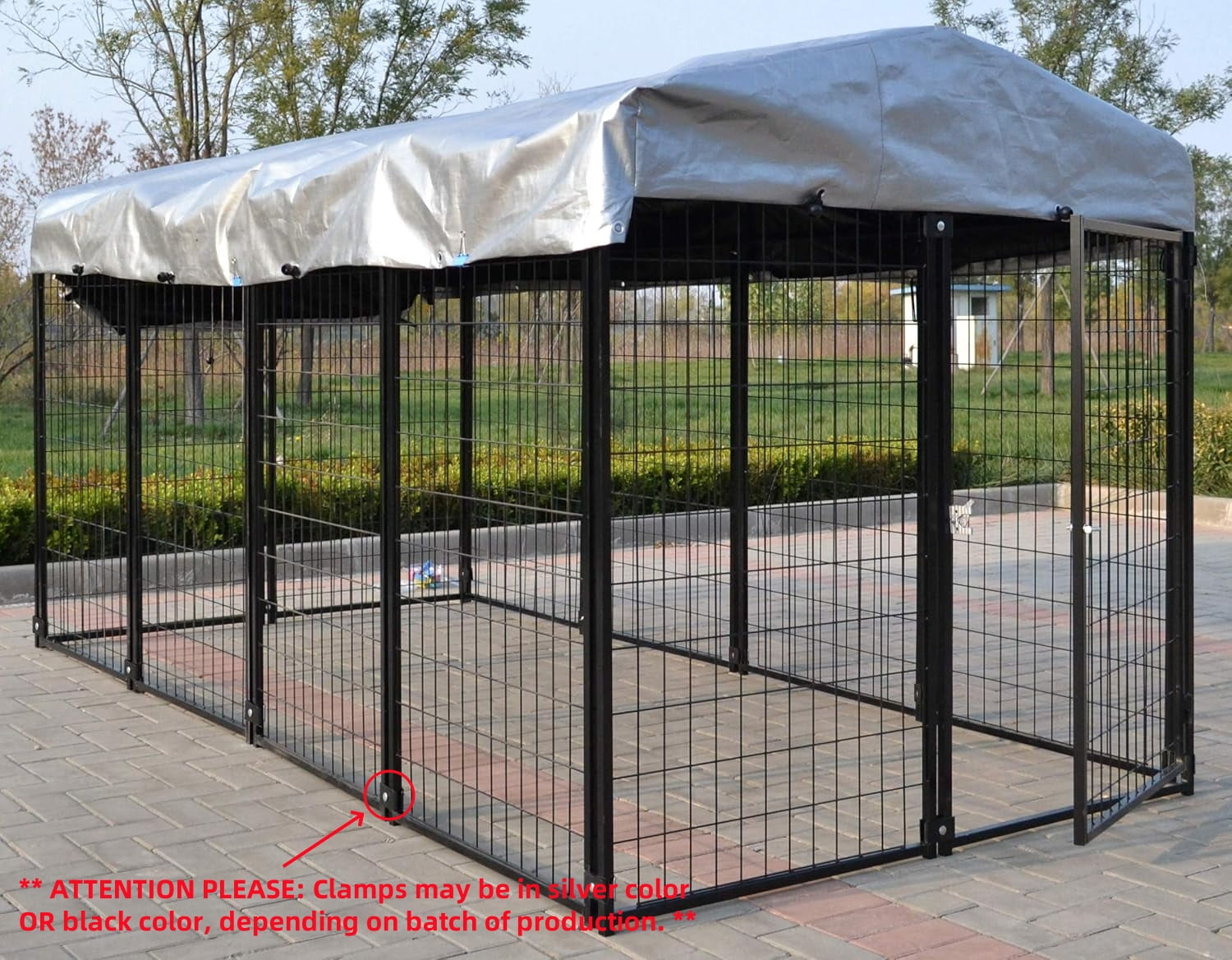 Omitree NEW Modular Heavy Duty Dog Kennel Welded Steel Panel Pet Cover 4' W x 8' L x 4' H