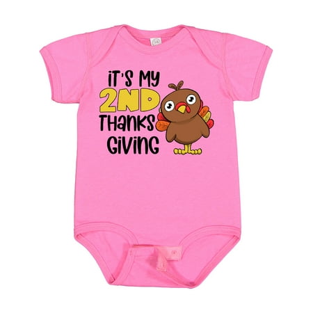 

Inktastic It s My 2nd Thanksgiving Cute Turkey Gift Baby Boy or Baby Girl Bodysuit
