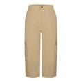 thumbnail image 6 of Women's Cargo Pants with Pockets Summer Baggy Casual Elastic Waist Lightweight Capri Pants Joggers,Khaki,S, 6 of 7