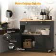 thumbnail image 2 of 35.4'' W Rolling Kitchen Island with Storage Cabinet, Portable Mobile Island Table with 2 Drawers, Wood Top Kitchen Cart with Towel Rack & Lockable Wheels, Black, 2 of 10