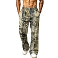thumbnail image 2 of Dwelliawo Men's Baggy Camo Graphic Print Sweatpants Workout Athletic Joggers Pants for Men Wide Leg Hunting Sweat Pant Brown L, 2 of 6