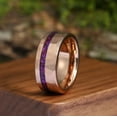 thumbnail image 3 of Hammered Amethyst Ring Rose Gold Tungsten Ring Men's Wedding Ring Anniversary Ring Engagement Ring Promise Ring 8mm, 3 of 6