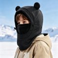 thumbnail image 2 of Lispipm Kids Ski Balaclavas for Boys Girl Cute Bear Ears Adjustable Warm Hood Neck Gaiter Toddler Windproof Skiing Sports Hat Black 4-9 Years, 2 of 7