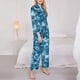 thumbnail image 3 of Balery Blue Tie Dye Conjunto de Pijama con Estampado para Mujer, Conjunto de Dos Piezas con Manga Larga, Ropa de Dormir Suave con Bolsillos, Pijamas Cómodos-XX-Large, 3 of 7