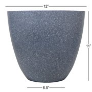Gardener Select Modern Egg Shaped Resin Planter, Granite Color, 12