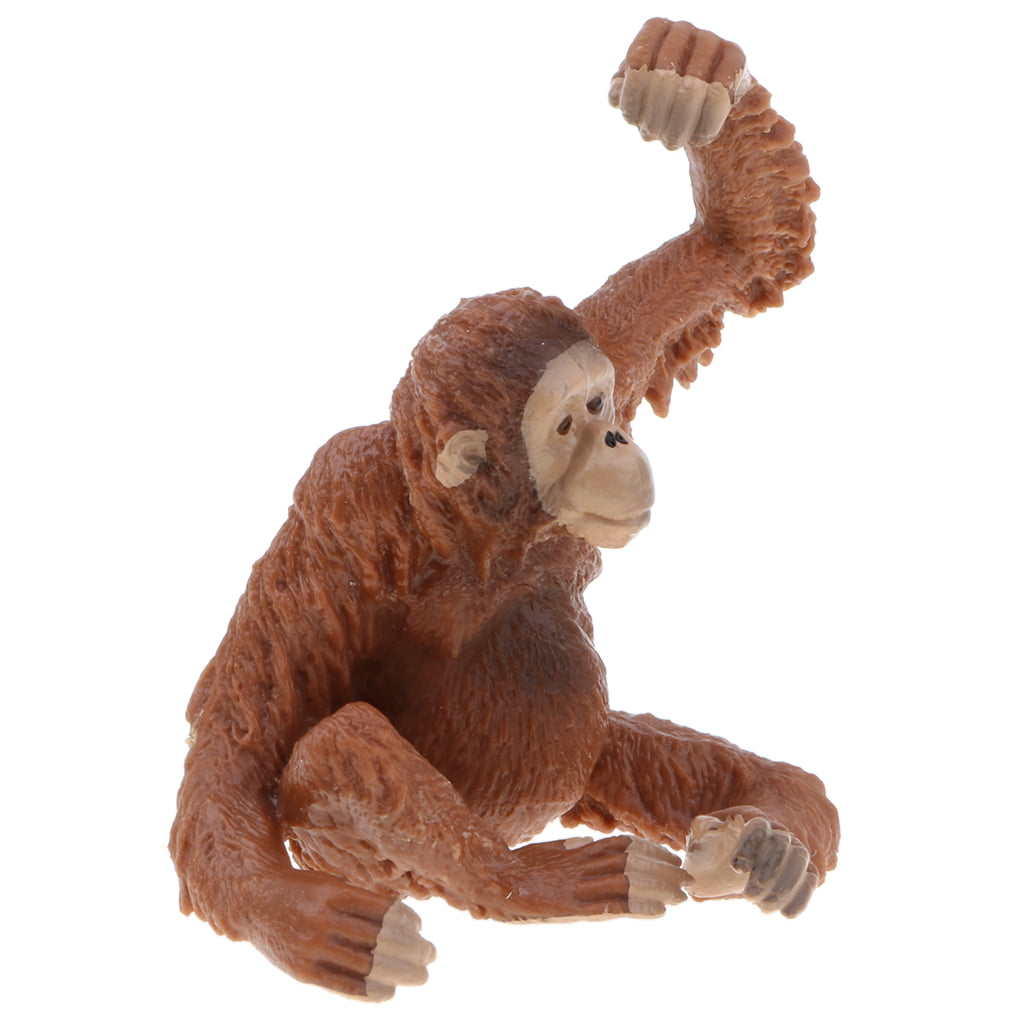Emulation Red Orangutan Toy Jungle Animal Model for Kids Home Desk Decor 