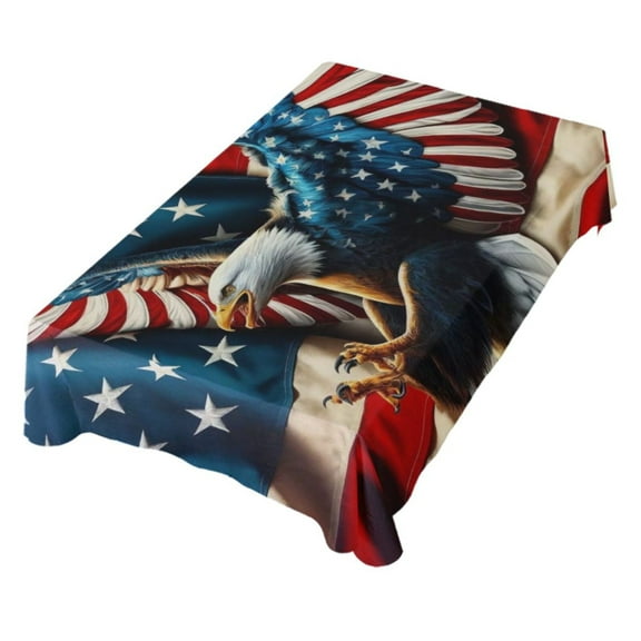 JSTEL American Flag W/ Eagle Table Cloth Square 54 x 54 Inch Tablecloth Anti Wrinkle Table Cover for Dining Kitchen Parties