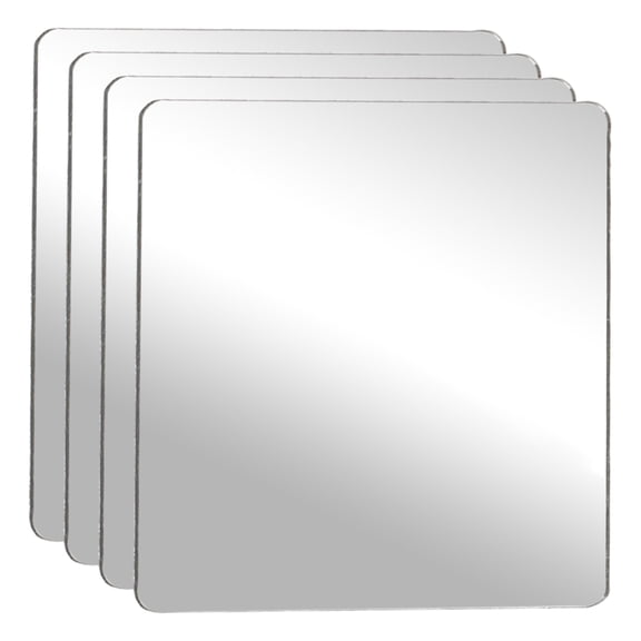 Uxcell 4Pcs Shatter Proof Acrylic Mirror, 3.9" Square Round Corner Mirror(Self Adhesive, Safety, Shatterproof) Suited to Bathroom Science Home Gym Wall Decor