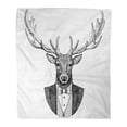 thumbnail image 1 of ASHLEIGH Throw Blanket Warm Cozy Print Flannel Vintage Deer Hipster for Tattoo Emblem Badge Patch Bow Comfortable Soft for Bed Sofa and Couch 58x80 Inches, 1 of 1