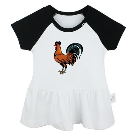 

Alarm Clock Funny Dresses For Baby Newborn Babies Animal Cock Pattern Skirts Infant Princess Dress 0-24M Kids Graphic Clothes (Black Raglan Dresses 18-24 Months)