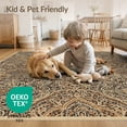 thumbnail image 4 of ODIKA 4'x6' Navy Beige Faded Featuring Interlocking Motifs Decorative Orange Washable Area Rug None Pet Friendly, Non-Shedding for Bedroom, Reading Nook, 4 of 7