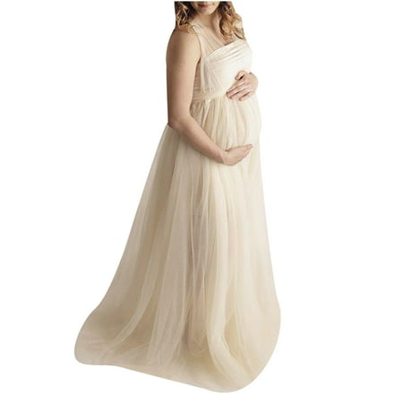 

asdoklhq Maternity Dresses for Women Plus Size Women Pregnant Lace Long Splicing Tie Dress Maternity Photography Props Clothes