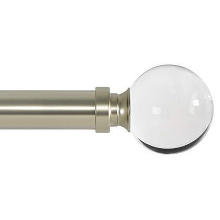 Ivilon Drapery Treatment Window Curtain Rod - Acrylic Ball 1 inch Pole. 48 to 86 Inch. Satin Nickel