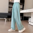 thumbnail image 7 of ZACPNCV Girls Wide Leg Pants Casual Flowy Elastic Waist Palazzo Harem Trousers with Pockets Light Blue 10-11 Years, 7 of 7