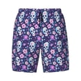 thumbnail image 4 of Lsque Mens Swim Trunks Skull Purple Flower Pattern - Bathing Suit Compression Liner - Beach Swim Shorts Swimwear - (S-3XL) - Stretch Quick Dry -, 4 of 9