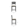thumbnail image 4 of Jax Oak Wood Counter Stool Wavy Razor Back and Cushion in Black Oatmeal Stripe, 4 of 10