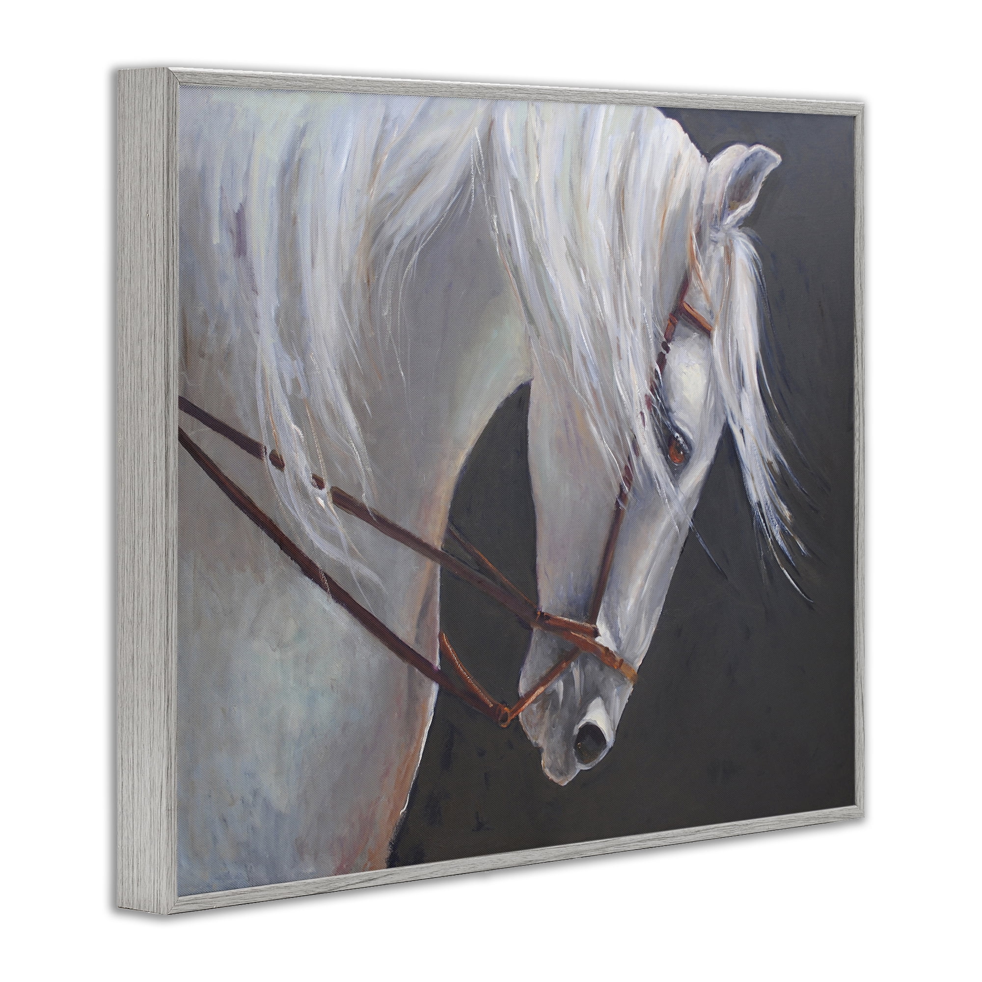 Stupell Industries Majestic White Mare Gray Framed Giclee Art, design by Jadei Graphics