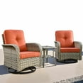 thumbnail image 3 of Ovios 3 Pieces Patio Furniture Set 2 Swivel Rocking Chairs Wicker Glider Chairs with Side Table for Backyard or Balcony, 3 of 8