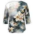 thumbnail image 5 of ADSSDQ Women Tops 3/4 Sleeve Plus Size Ethnic Floral Oversized Graphic Tees V-Neck Yoga Shirts For Women With Pocket Elbow Length Tunic Shirts Retro Fall Summer Clothes Army Green 2XL, 5 of 5