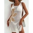 thumbnail image 3 of Women Swimsuit Cover up Flower Printed Bikini Sleeveless Beach Dress Crochet Hollow Out Coverup Alsol Lamesa, 3 of 5