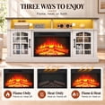 thumbnail image 6 of PAPROOS Fireplace TV Stand with LED Lights for 65" TVs, Electric Entertainment Center with 23'' Fireplace, for 400 Sqt Heating Area, Brown Tabletop&White Cabinet, 6 of 9