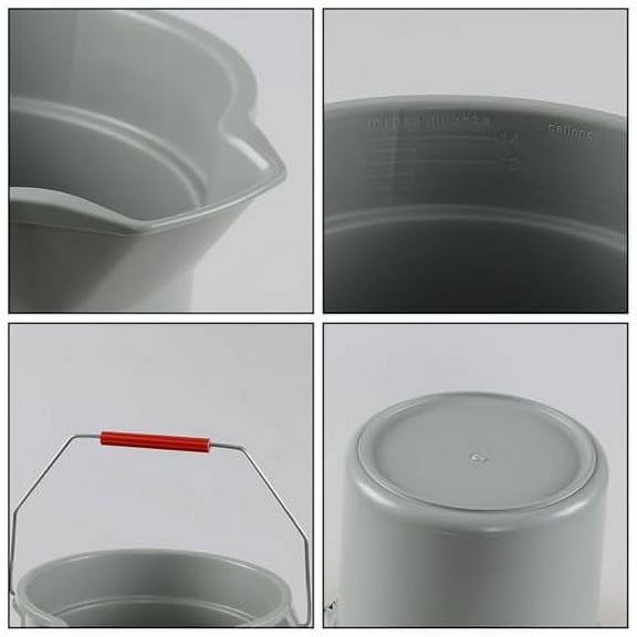 3.5 Gallon Heavy-Duty Plastic Cleaning Buckets with Handle, 4 Pcs 14 Quart Round Utility Bucket Pail, Gray