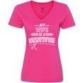 thumbnail image 3 of Inktastic My Wife is a Survivor Breast Cancer Awareness Women's V-Neck T-Shirt, 3 of 5