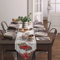 thumbnail image 5 of Table Runner Dresser Scarves Rustic Farmhouse Red Truck Xmas Tree Cotton Linen Burlap Table Cover Red Poinsettia on Retro White Table Runners for Family Kitchen Dining Holiday Party Banquet Decor, 5 of 5