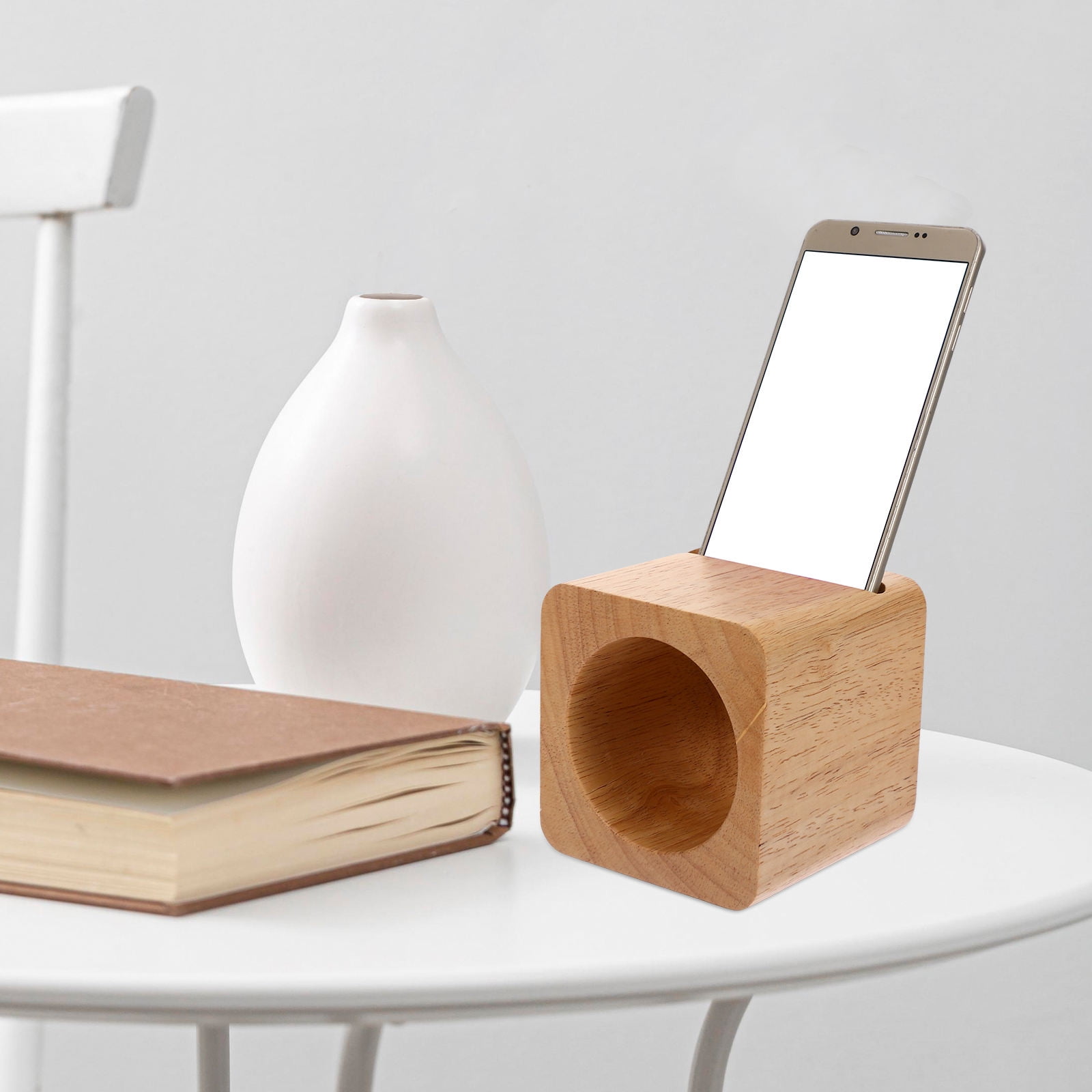LEORX Brown Plastic Phone Stand with Passive Sound Amplification for Indoor and Outdoor Use 6.5 x 6.5 x 6.5 inches