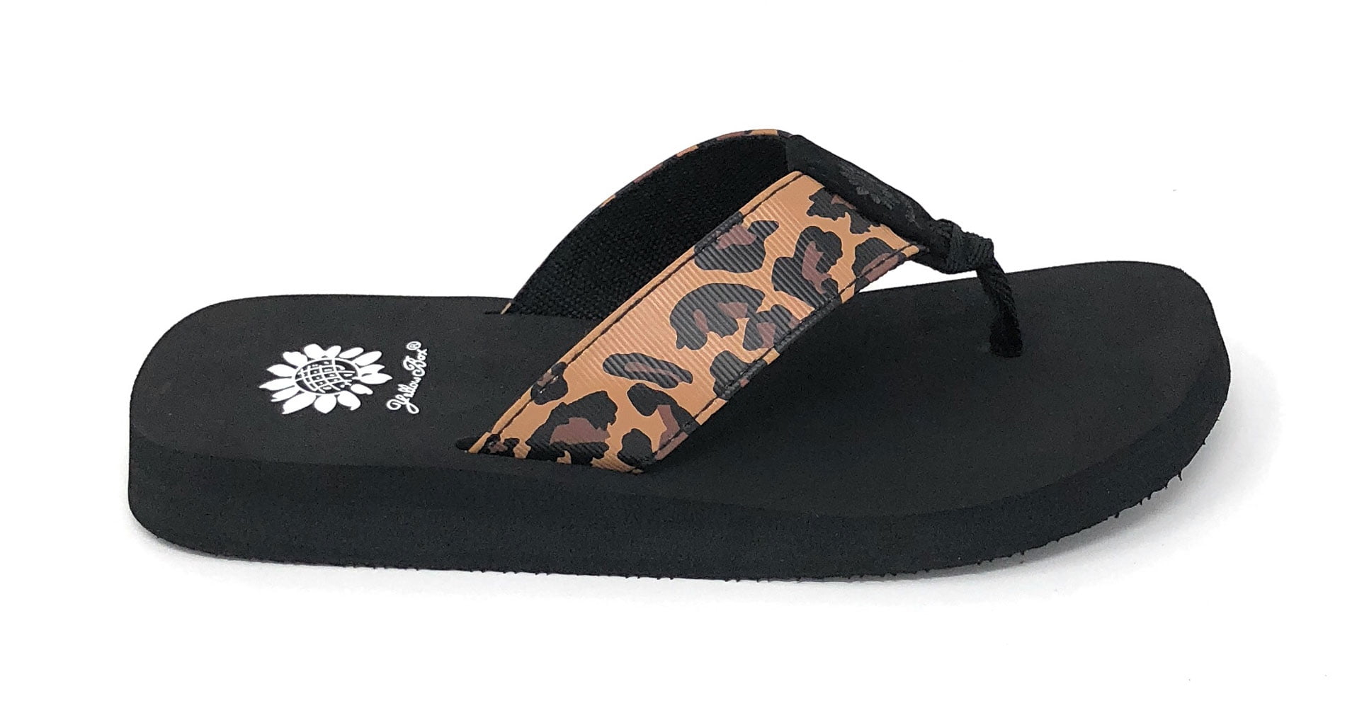 yellow box leopard sandals